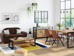 LINEA SOFA Club Zitbank-Tweezits Clubbank Van Leer Met Lived-In Aspect Baudoin - Bruin