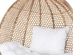 MYLIA Hangstoel-Tweezits Hangstoel Van Beige Gevlochten Hars Met Wit Kussen - Vahina