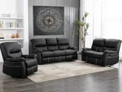 Vente-unique Aanbiedingen: Zitbank & Fauteuil-Tweezits Relaxbank Canby - Kunstleer - Zwart