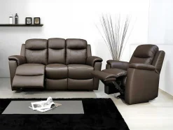 Vente-unique Relaxbanken Met Manuele Relaxfunctie-Tweezits Relaxbank Van Leer Evasion - Bruin