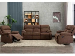 Vente-unique Relaxbanken Met Manuele Relaxfunctie-Tweezits Relaxbank Van Stof Tolzano - Donkerbruin