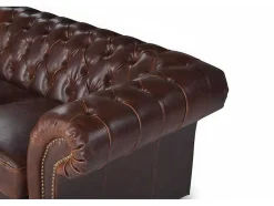 Vente-unique Chesterfield Zitbank-Tweezitsbank Chesterfield Clotaire Van 100% Leer Met Lived-In Aspect