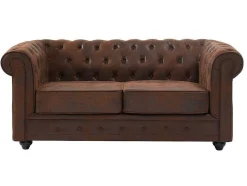 Vente-unique 2En 3-Zitsbank-Tweezitsbank Chesterfield Van Microvezel Met Vintage Look
