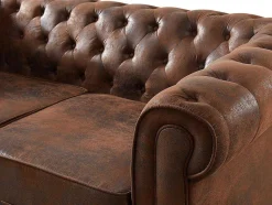 Vente-unique 2En 3-Zitsbank-Tweezitsbank Chesterfield Van Microvezel Met Vintage Look