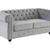 Vente-unique Tweezitsbank-Tweezitsbank Chesterfield - Fluweel - Lichtgrijs