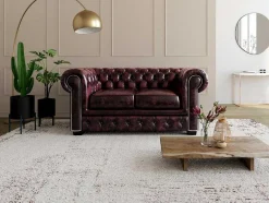 LINEA SOFA Leren Zitbank-Tweezitsbank Chesterfield Brenton 100% Buffelleer - Cherry