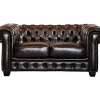 LINEA SOFA Tweezitsbank-Tweezitsbank Chesterfield Brenton 100% Buffelleer - Bruin Tinten