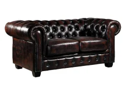 LINEA SOFA Tweezitsbank-Tweezitsbank Chesterfield Brenton 100% Buffelleer - Bruin Tinten