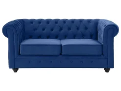 Vente-unique Tweezitsbank-Tweezitsbank Chesterfield - Fluweel - Koningsblauw