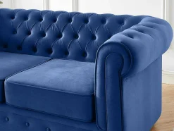 Vente-unique Tweezitsbank-Tweezitsbank Chesterfield - Fluweel - Koningsblauw
