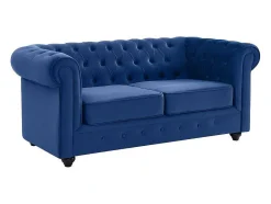 Vente-unique Tweezitsbank-Tweezitsbank Chesterfield - Fluweel - Koningsblauw