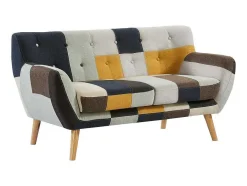 Vente-unique Scandinavisch-Tweezitsbank In Patchworkstof Serti Ii