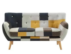 Vente-unique Scandinavisch-Tweezitsbank In Patchworkstof Serti Ii
