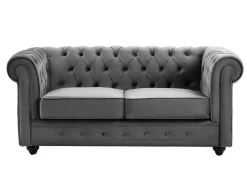 Vente-unique Tweezitsbank-Tweezitsbank Van Antracietkleurig Velours Chesterfield