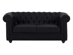 Vente-unique Zitbank-Tweezitsbank Van Zwart Kunstleer Chesterfield