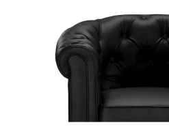 Vente-unique Zitbank-Tweezitsbank Van Zwart Kunstleer Chesterfield