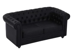Vente-unique Zitbank-Tweezitsbank Van Zwart Kunstleer Chesterfield