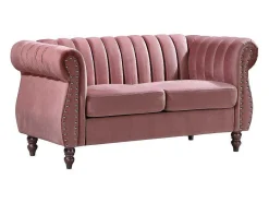 Vente-unique Tweezitsbank-Tweezits-Chesterfield-Bank Van Oudroze Velours Trumbo