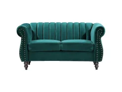 Vente-unique Tweezitsbank-Tweezits-Chesterfield-Bank Van Smaragdgroen Velours Trumbo