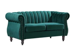 Vente-unique Tweezitsbank-Tweezits-Chesterfield-Bank Van Smaragdgroen Velours Trumbo