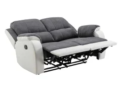 Vente-unique 2En 3-Zitsbank-Tweezits-Relaxbank Van Microvezel En Grijs En Wit Kunstleer Brody