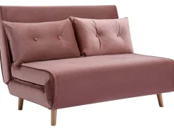 Vente-unique Klik-Klak En Bz Slaapbank-Tweezitsslaapbank Van Poederroze Velours Uribia
