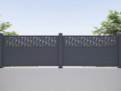 EXPERTLAND Afscherming En Omheining-Uitbreiding Voor Het Hek H89 X L178,3 Cm In Donkergrijs Aluminium Met Motieven - Bazio