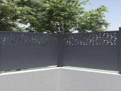 EXPERTLAND Afscherming En Omheining-Uitbreiding Voor Het Hek H89 X L178,3 Cm In Donkergrijs Aluminium Met Motieven - Bazio