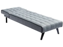 Vente-unique Chaise Longue-Uitklapbare Chaise Longue Bayou Van Stof - Grijs En Zwarte Paspel