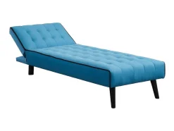 Vente-unique Chaise Longue-Uitklapbare Chaise Longue Bayou Van Stof - Blauw En Zwarte Paspel