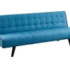 Vente-unique Klik-Klak En Bz Slaapbank-Uitklapbare Driezits-Bedbank Bayou Van Stof - Blauw En Zwarte Paspel