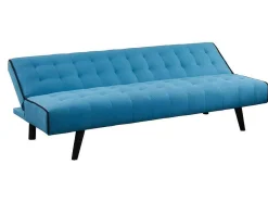 Vente-unique Klik-Klak En Bz Slaapbank-Uitklapbare Driezits-Bedbank Bayou Van Stof - Blauw En Zwarte Paspel