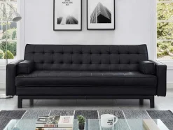 Vente-unique Klik-Klak En Bz Slaapbank-Uitklapbare Zitbank Van Kunstleer Eleanor - Zwart