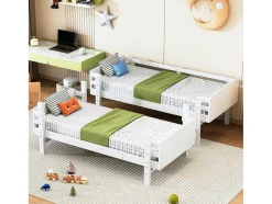 Vente-unique Kinderbed Stapelbed-Uitneembaar Stapelbed 2 X 90 X 190 Cm Met Ladder - Massief Hout - Wit