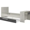 Vente-unique Bed Met Slaaplade-Uitschuifbaar Bed 90 X 200 En 90 X 190 Cm - Met Bureau - Kleur: Naturel En Antraciet + Matras + Bedbodem - Vouani