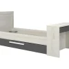 Vente-unique Bed Met Slaaplade-Uitschuifbaar Bed 2 X 90 X 200 Cm - Met Bureau - Kleur: Naturel En Antraciet + Bedbodem - Vouani
