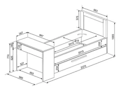Vente-unique Bed Met Slaaplade-Uitschuifbaar Bed 2 X 90 X 200 Cm - Met Bureau - Kleur: Naturel En Antraciet + Bedbodem - Vouani