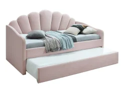 Vente-unique Bed Met Slaaplade-Uitschuifbaar Bed 2 X 90 X 190 Cm - Velours - Roze - Elusia