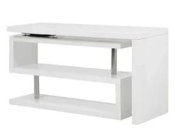 Vente-unique Bureaumeubel-Uitschuifbaar Bureau Nicephore Ii - Wit Gelakt Mdf - Draaiend Blad 360°