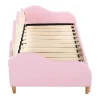 ModernLuxe Bed Met Slaaplade-Uitschuifbaar Onderschuifbed 90(180)X190 Cm - In Kunstleer - Met Led-Verlichting En Lattenbodem - Roze