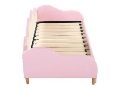 ModernLuxe Bed Met Slaaplade-Uitschuifbaar Onderschuifbed 90(180)X190 Cm - In Kunstleer - Met Led-Verlichting En Lattenbodem - Roze