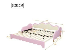 ModernLuxe Bed Met Slaaplade-Uitschuifbaar Onderschuifbed 90(180)X190 Cm - In Kunstleer - Met Led-Verlichting En Lattenbodem - Roze