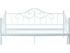 Vente-unique Bed Met Slaaplade-Uitschuifbare Bedbank Sebille - Metaal - 2 X 90 X 200 Cm Of 180 X 200 Cm - Wit - Optie Matras