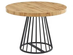 Vente-unique Eettafel-Uitschuifbare Eettafel 2 Tot 12 Plaatsen Van Mdf En Staal - Naturel En Zwart - Firela