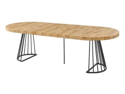 Vente-unique Eettafel-Uitschuifbare Eettafel 2 Tot 12 Plaatsen Van Mdf En Staal - Naturel En Zwart - Firela