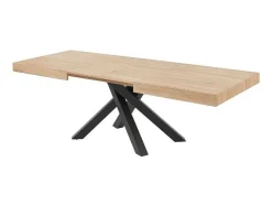 Vente-unique Eettafel-Uitschuifbare Eettafel 6 Tot 10 Plaatsen Van Mdf En Hevea - Naturel En Zwart - Catonav