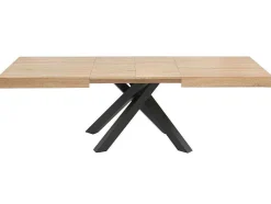 Vente-unique Eettafel-Uitschuifbare Eettafel 6 Tot 10 Plaatsen Van Mdf En Hevea - Naturel En Zwart - Catonav