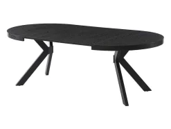 Vente-unique Eettafel-Uitschuifbare Eettafel 4 Tot 8 Personen Mdf En Staal Zwart Komoni