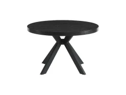 Vente-unique Eettafel-Uitschuifbare Eettafel 4 Tot 8 Personen Mdf En Staal Zwart Komoni