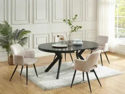 Vente-unique Eettafel-Uitschuifbare Eettafel 4 Tot 8 Personen Mdf En Staal Zwart Komoni
